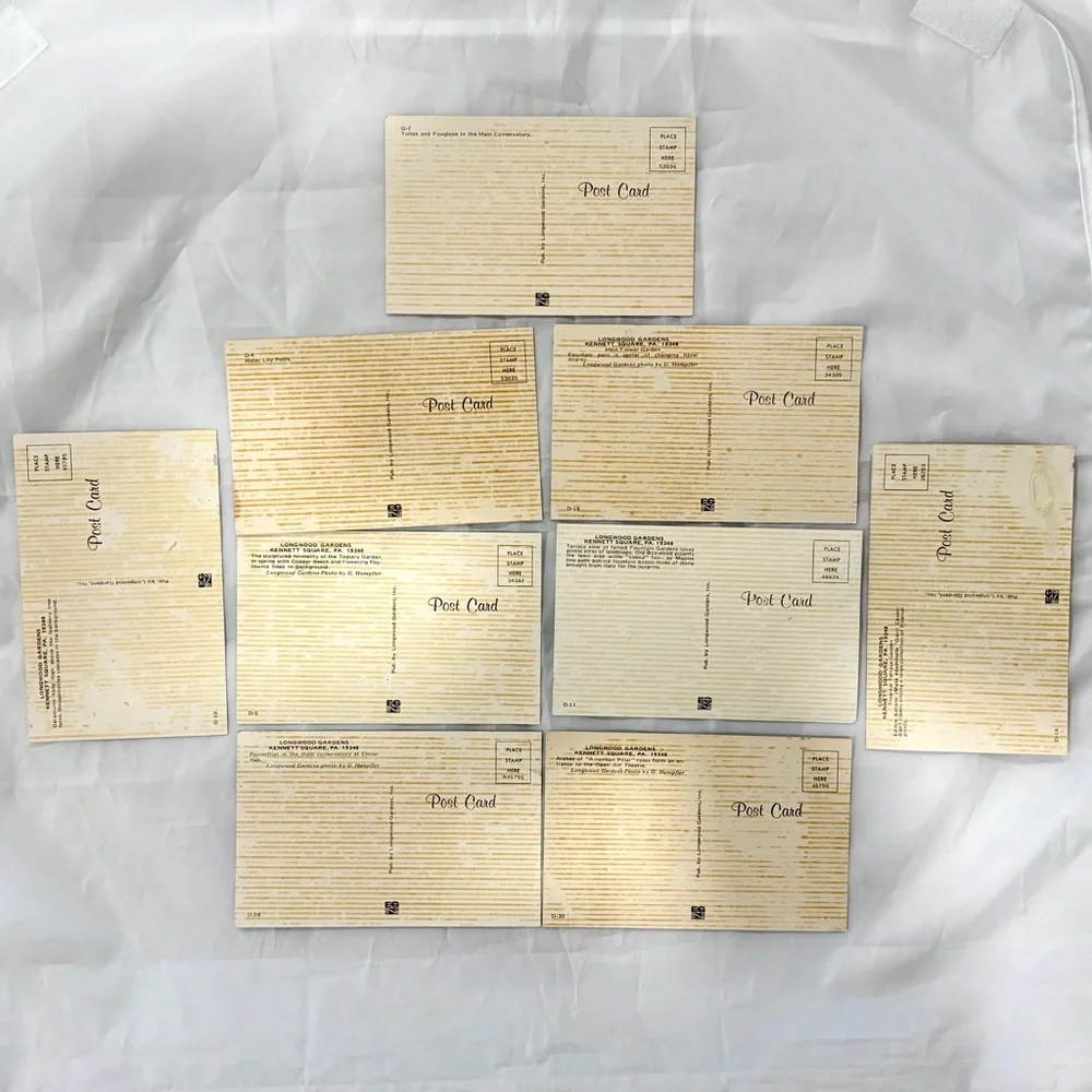 Lot 9 Vintage Postcard Longwood Gardens Kennett Sq PA Ephemera Botanical Unused